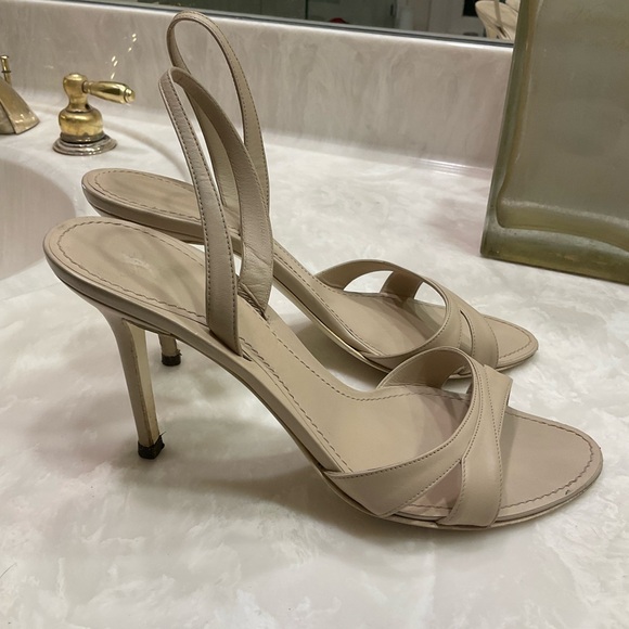 Gunmetal Nude Leather Sandals, Back Ankle Strap. 3.5” heel, Goes w/ all, Sz 8.5 - Picture 8 of 14